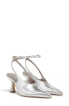 Circus Ny By Sam Edelman Tara Slingback Ankle Wrap Heels In Soft Silver