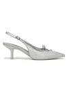 Circus Ny By Sam Edelman Women's Cassidy 60mm Bow Slingback Kitten Pumps In Silver