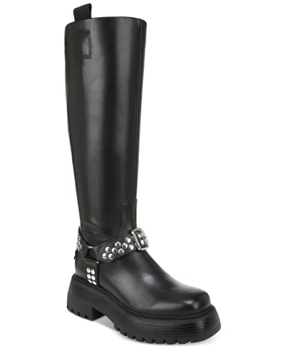 Circus Ny By Sam Edelman Women's Hayes Metal-trim Lug-sole Moto Boots In Black