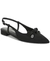 Circus Ny By Sam Edelman Women's Lafayette Pointed-toe Slingback Bow Flats In Black Satin