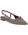 Circus Ny By Sam Edelman Women's Lafayette Pointed-toe Slingback Bow Flats In Black,natural Tweed Multi