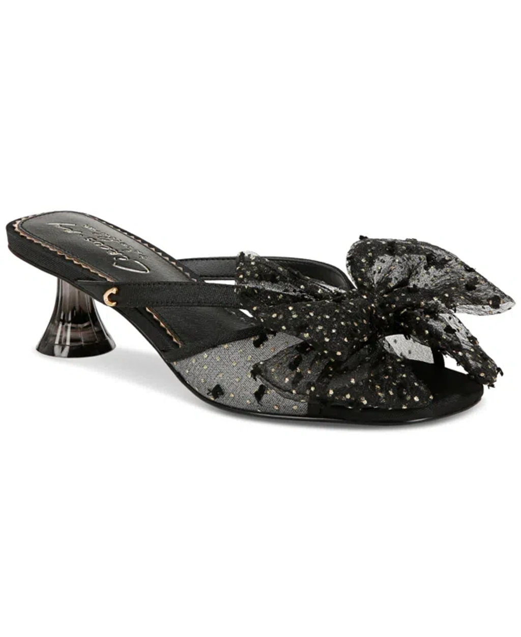 Circus Ny By Sam Edelman Women's Natalina Bow Kitten-heel Dress Sandals In  Black,gold Dot | ModeSens