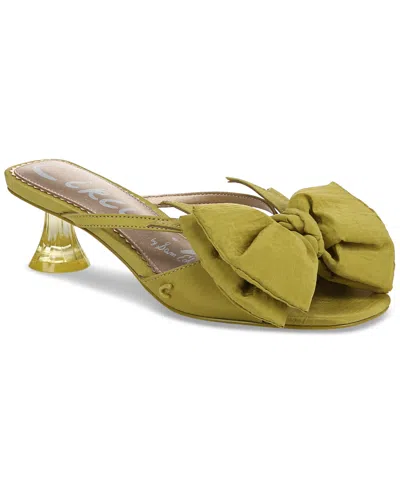 Circus Ny By Sam Edelman Women's Natalina Bow Kitten-heel Dress Sandals In Dark Lime Sorbet Satin