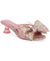Circus Ny By Sam Edelman Women's Natalina Bow Kitten-heel Dress Sandals In Pink Sorbet Flower Trip Shimmer Satin