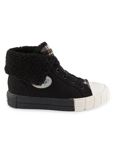 Circus Ny By Sam Edelman Women's Sophi 25mm Faux Shearling High Top Sneakers In Black Canvas