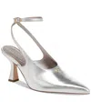Circus Ny By Sam Edelman Tara Slingback Ankle Wrap Heels In Soft Silver Metallic