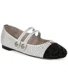 Circus Ny By Sam Edelman Zoey Cap Toe Mary Jane Flat In White,black Rhinestone