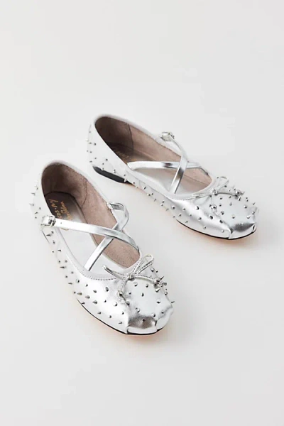 CIRCUS NY BY SAM EDELMAN CIRCUS NY BY SAM EDELMAN ZURI STUD STRAPPY BALLET FLAT IN SILVER, WOMEN'S AT URBAN OUTFITTERS