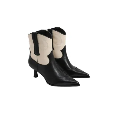 Circus.ny Women's Yolanda Western Heel Bootie In Black/vanilla Bean In Multi