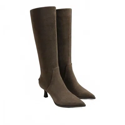 Circus.ny Women's Yulia Knee High Boot - Medium In Olive Wood Suede In Brown