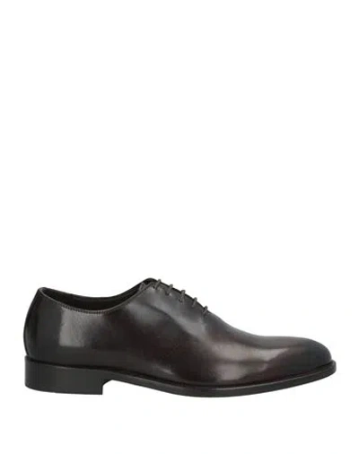 Ciro Lendini Man Lace-up Shoes Dark Brown Size 8 Leather