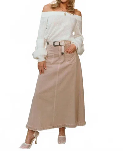 C'isa Corinne Mauve Denim Midi Skirt In Brown