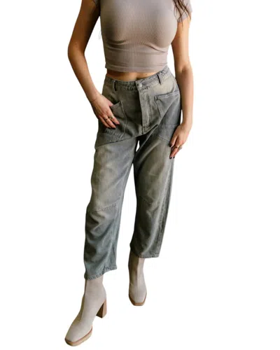 C'isa Emilia Barrel Jeans In Sand Wash In Multi