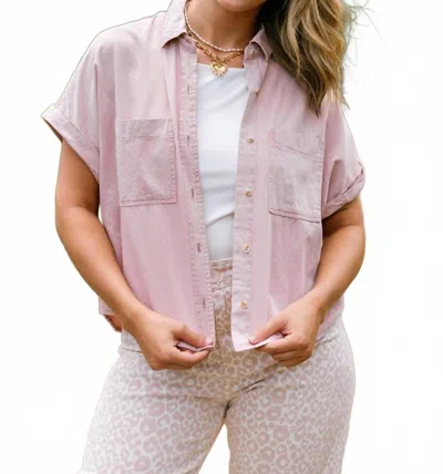 C'isa Faye Button-up Top In Mauve Pink