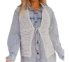 C'isa Mila Crochet Knit Halter Tank In Cream In White