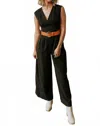 C'isa Nova Sleeveless Belted Jumpsuit In Black In Black