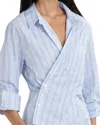 Cissa Asymmetric Stripe Wrap Shirt In Blue