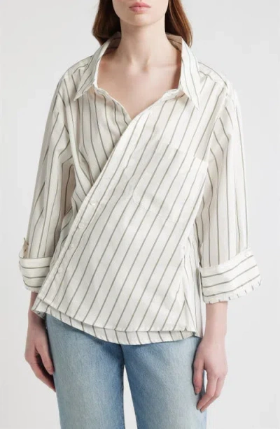 Cissa Asymmetric Stripe Wrap Shirt In Multi