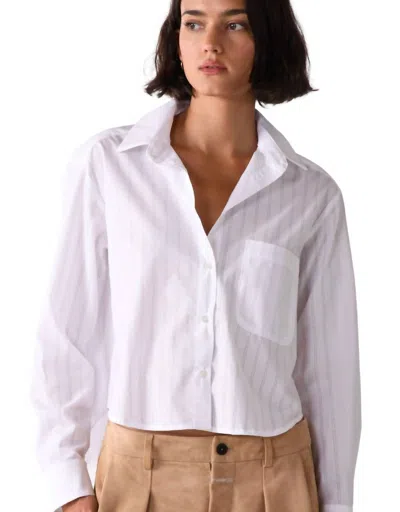Cissa Belle Needle Stripe Long Sleeve Shirt In White