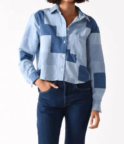 Cissa Belle Patchwork Denim Shirt In Indigo In Multi