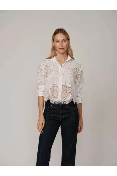Cissa Belle Venetian Blouse In White Ring Embroidery