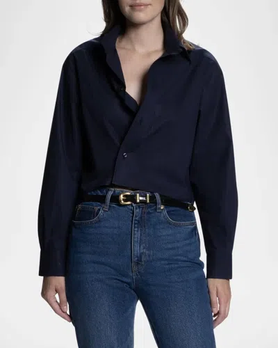 Cissa Bib Front Shirt In Navy Blue In Black