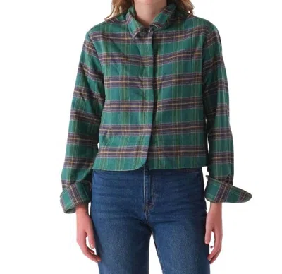 Cissa Bib Japanese Flannel Shirt In Green Plaid In Multi