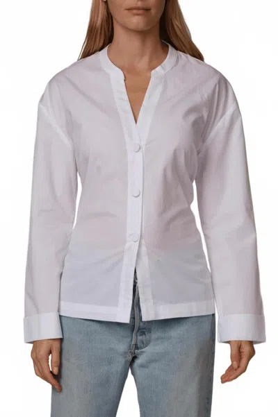 Cissa Bow Back Shirt In White Dobby