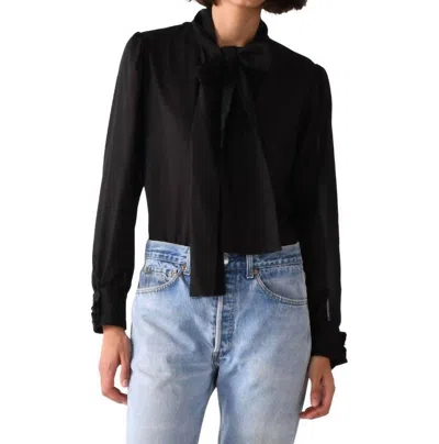 Cissa Bow Tie Blouse In Black Sheer