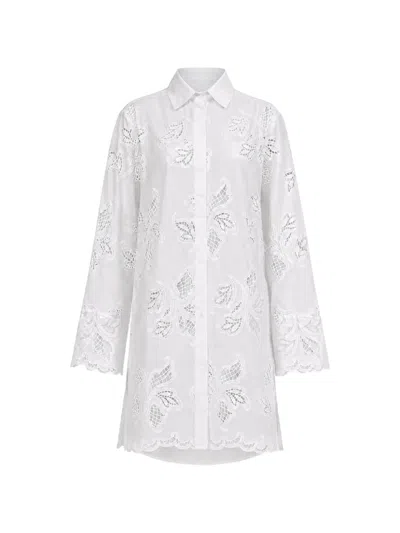 Cissa Broderie-anglaise Shirt Dress In Animal Print