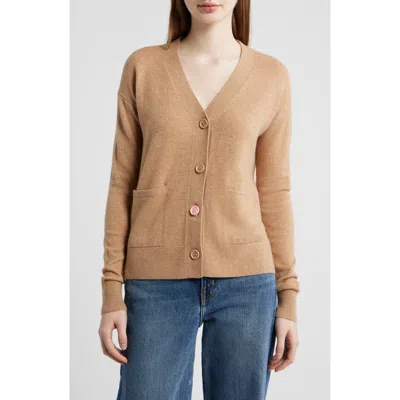 Cissa Button-up Wool & Cashmere Wrap Cardigan In Brown