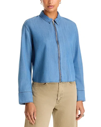 Cissa Cotton Zip Front Shirt In Blue