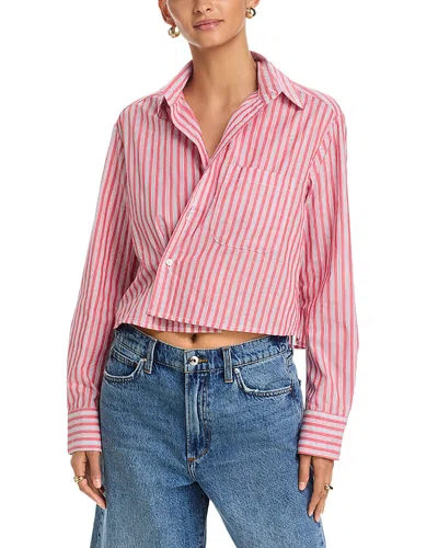 Cissa Cropped Button Front Shirt In Pink