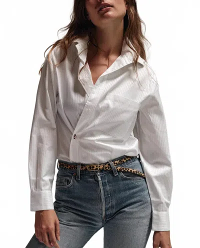 Cissa Daily Long Sleeve Shirt In Tonal Stripe In White