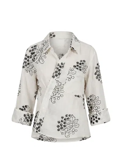 Cissa Embroidered Asymmetric Blouse In Transparent