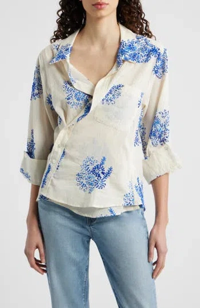 Cissa Embroidered Asymmetric Cotton Button-up Shirt In Neutral