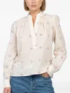 Cissa Embroidered Puff-sleeve Tunic In White