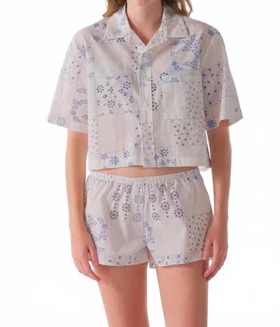Cissa Eyelet Pixie Shirt In Geometric Eyelet In Neutral