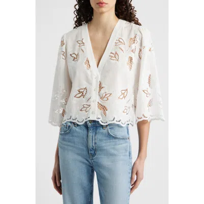 Cissa Floral Lace Button-up Shirt In White