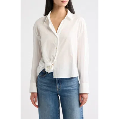 Cissa Knotted Hem Cotton Shirt In White