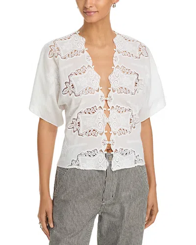 Cissa Lace Front Blouse In White