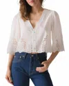 Cissa Lady V Neck Puff Sleeve Shirt In Vintage Lace In White