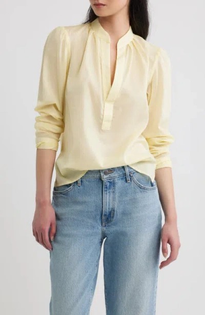 Cissa Long Sleeve Pleat Woven Top In Yellow