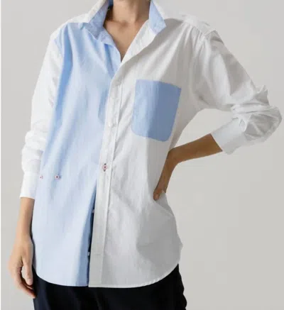 Cissa Men's Color Block Shirt In Optic White/garcon Blue