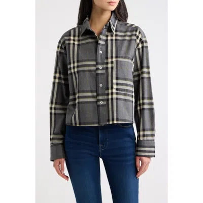 Cissa Plaid Cropped Cotton Shirt In Charcoal Plaid