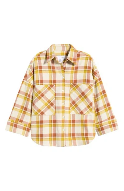 Cissa Plaid Three-quarter Sleeve Button Shirt In Neutral