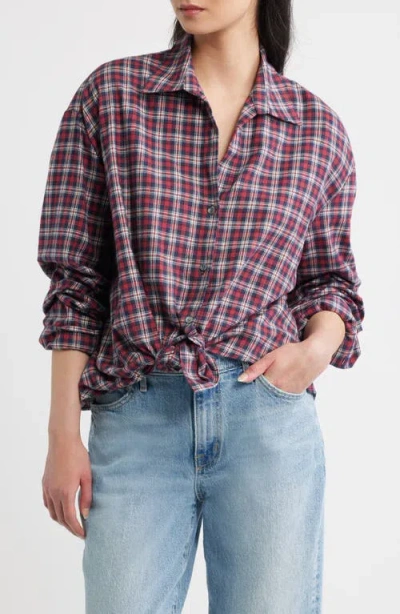 Cissa Plaided Knotted Front Cotton Shirt In Multi