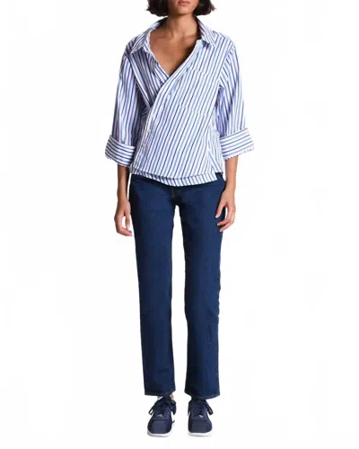 Cissa Pop Over Fixed Wrap Overshirt In Pool Stripe In Multi