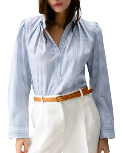 Cissa Puff Long Sleeve Shirt In Taton Stripe In Blue