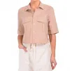 Cissa Safari Button Up Shirt In Paper Cotton Sand In Multi